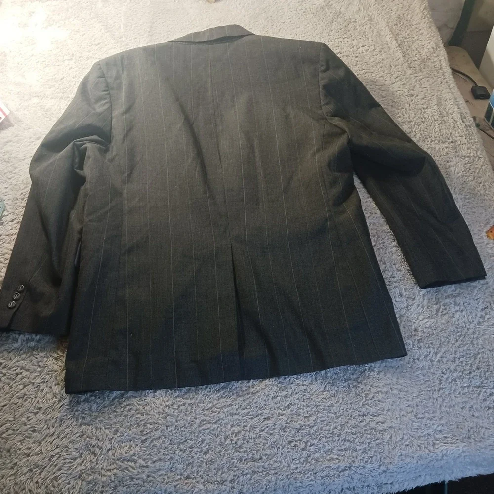Chadmore‎ Pinstripe Suit 44R Jacket Wool Blend 2pc Set Mens 36x26 Charcoal Grey